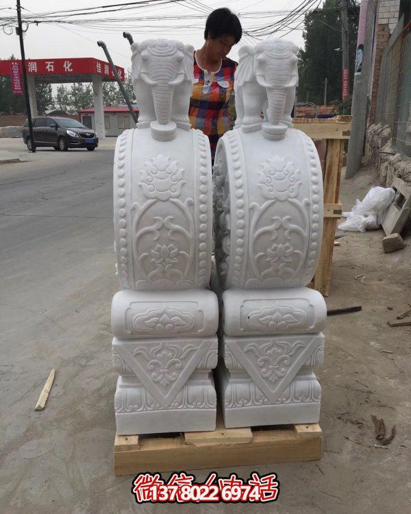 戶外園林大理石石雕門墩一對(duì)抱鼓石雕塑