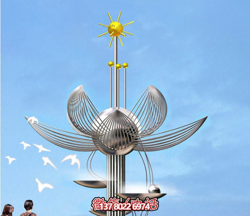 廣場(chǎng)花開盛世抽象不銹鋼花朵雕塑